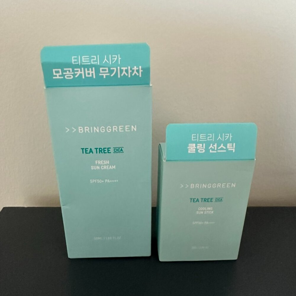 NEW 2 Olive Young BRINGGREEN Tea Tree Cica Fresh Sun Cream & Stick Korean Beauty